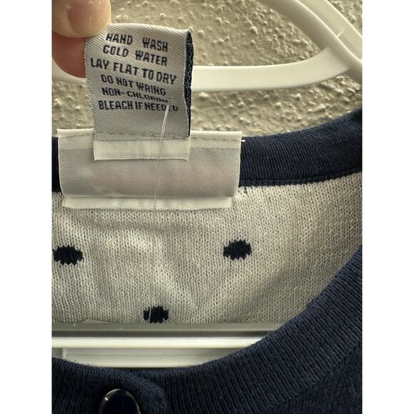 National Womens Sweater Size 1X Navy Polka Dotted Long Sleeve Button Up - Picture 5 of 11